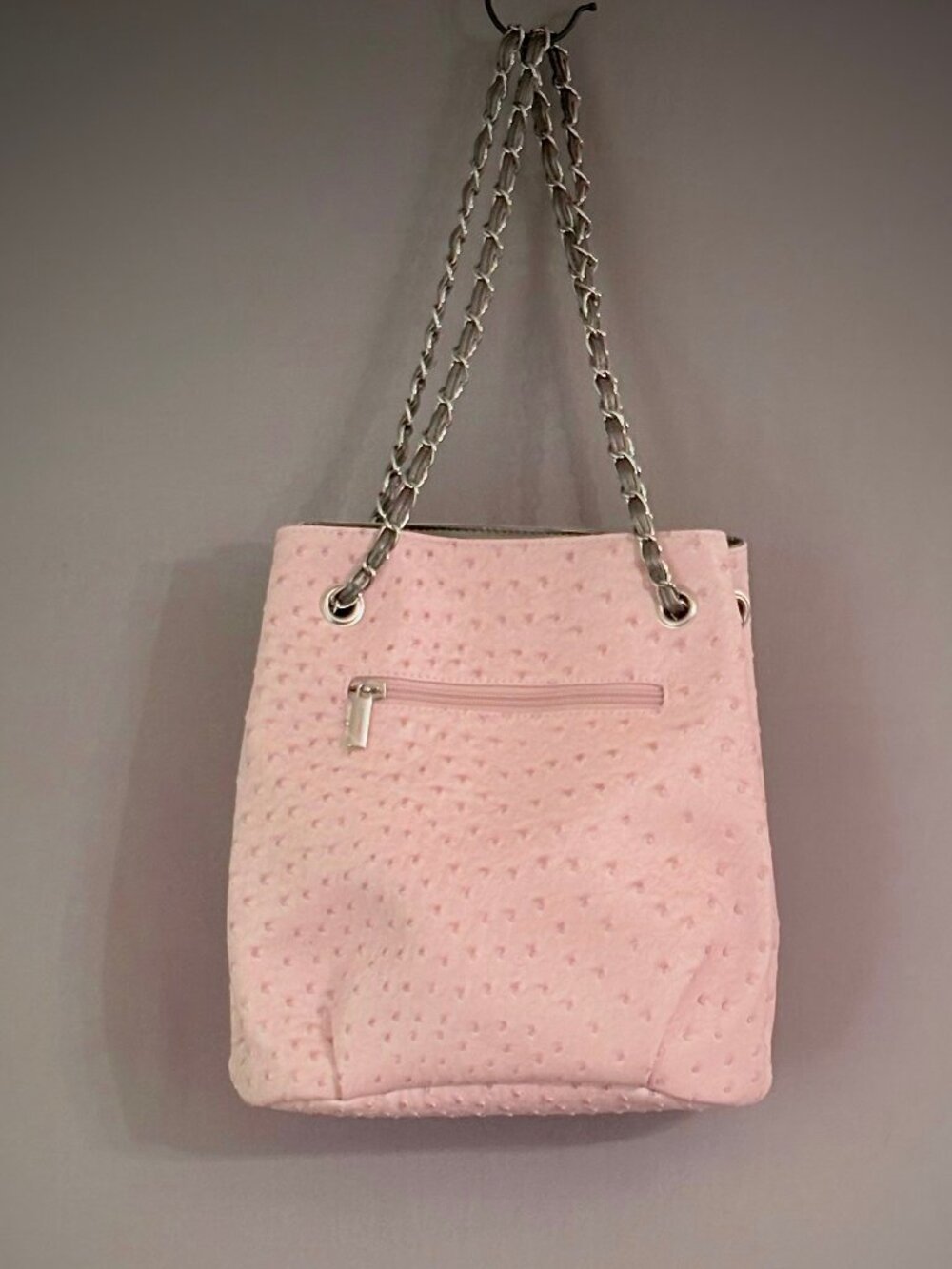 Geir Ness Laila Blush Faux Ostrich Tote Bag Chain Strap Norway Pavilion EPCOT